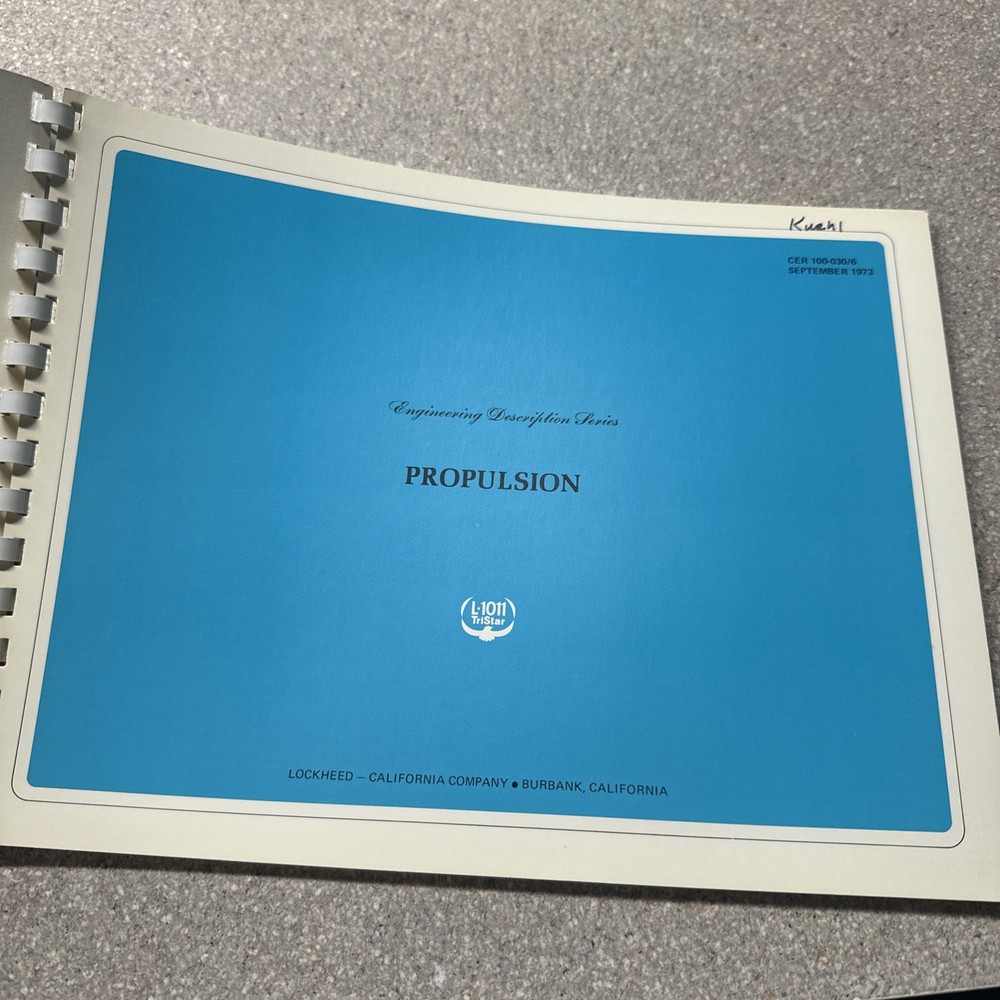 Vintage Lockheed Tri Star Engineering Description Series Propulsion Brochure