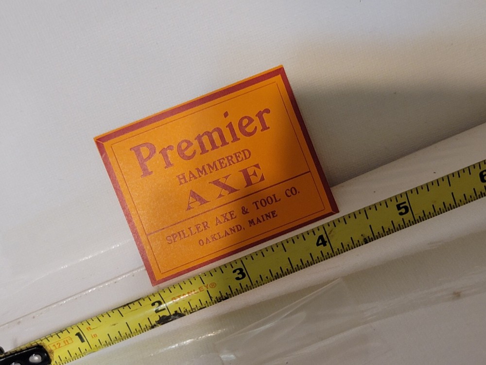 axe label 'Premier Hammered Axe' LABEL ONLY