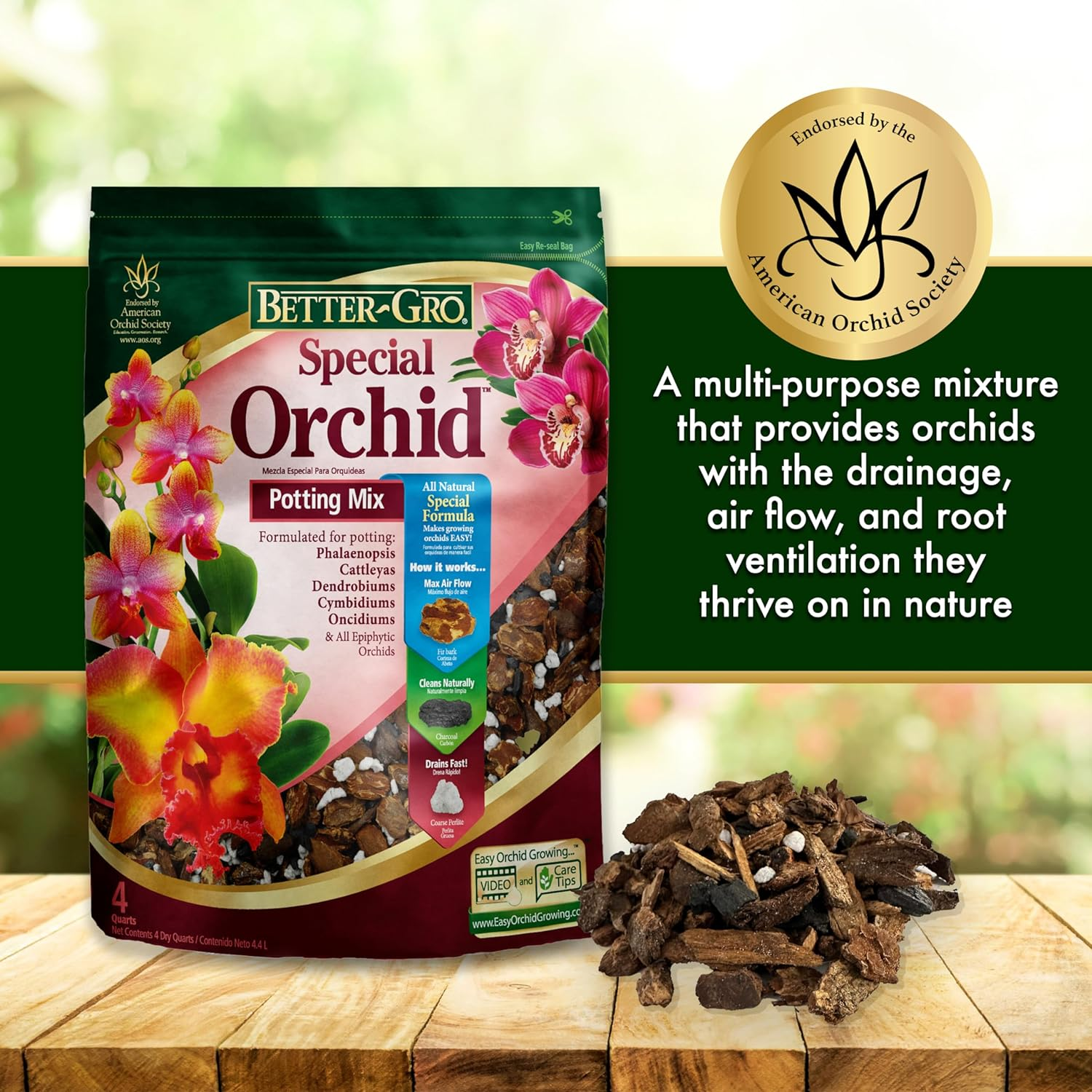 Special Orchid Mix - Premium Grade Orchid Bark Potting Mix - 4 Quarts