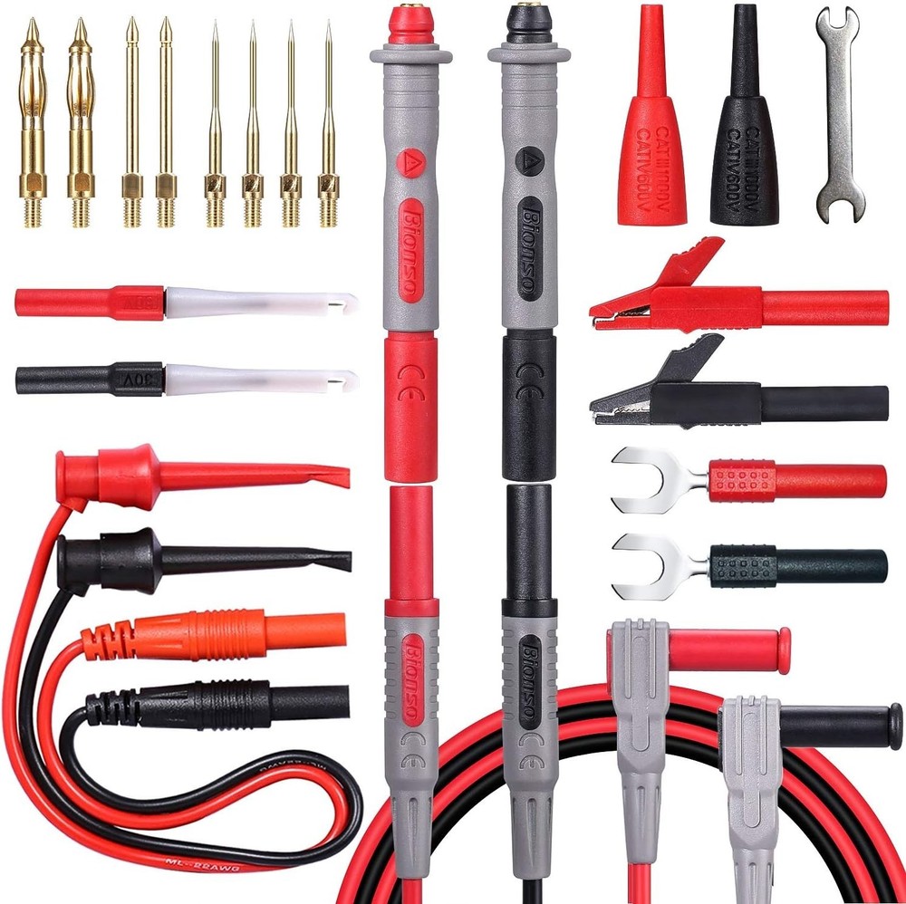 High-Quality 25-Piece Multimeter Leads Set with Replaceable Probes & Clips