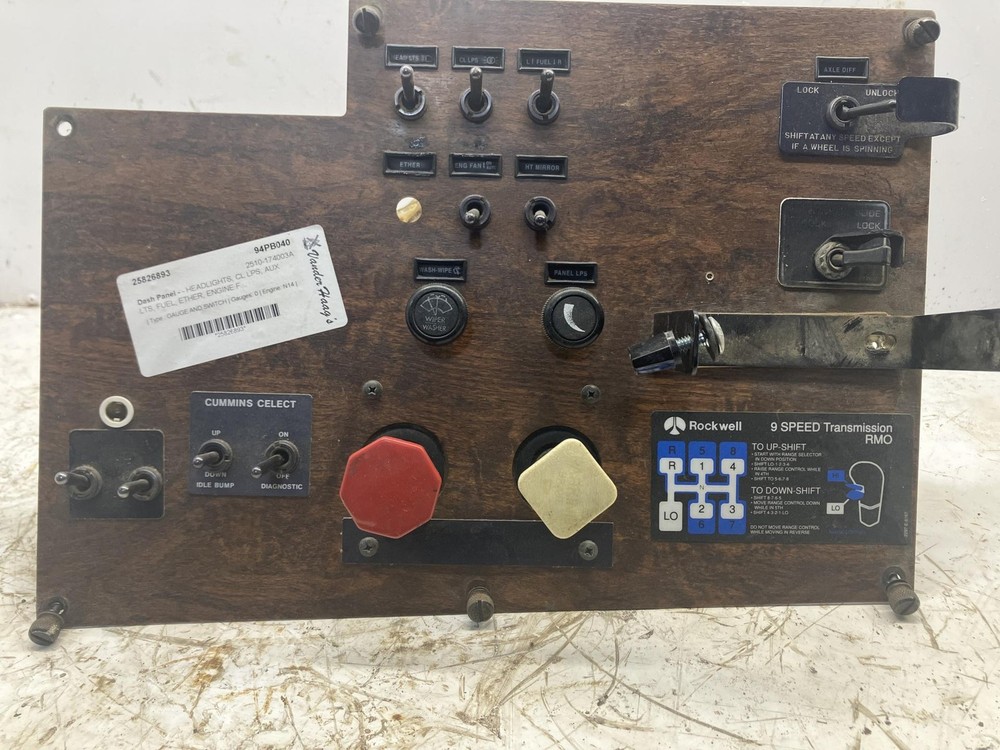 1986-2000 Peterbilt 377 GAUGE AND SWITCH Dash Panel - Used