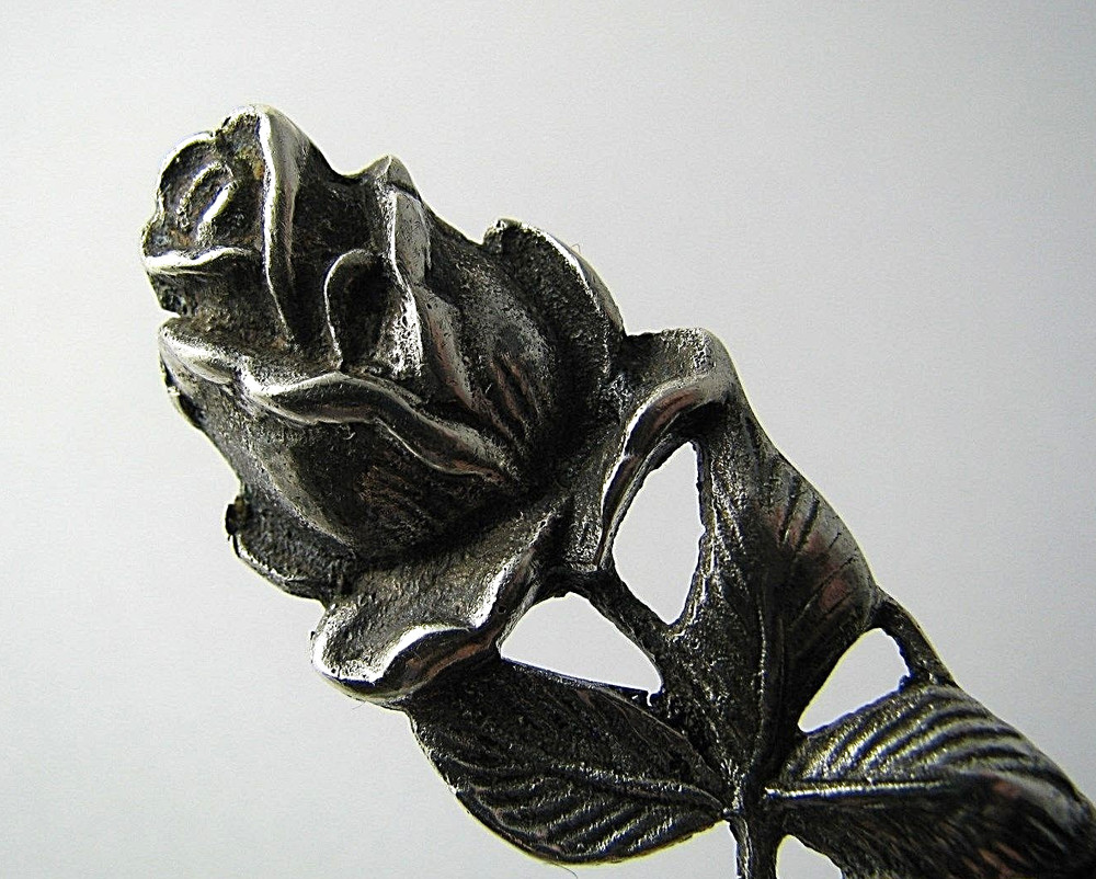 SOLID SILVER PIE SERVER CAKE SERVING 800Silver Rose Pattern Hazorfim Israel 1960