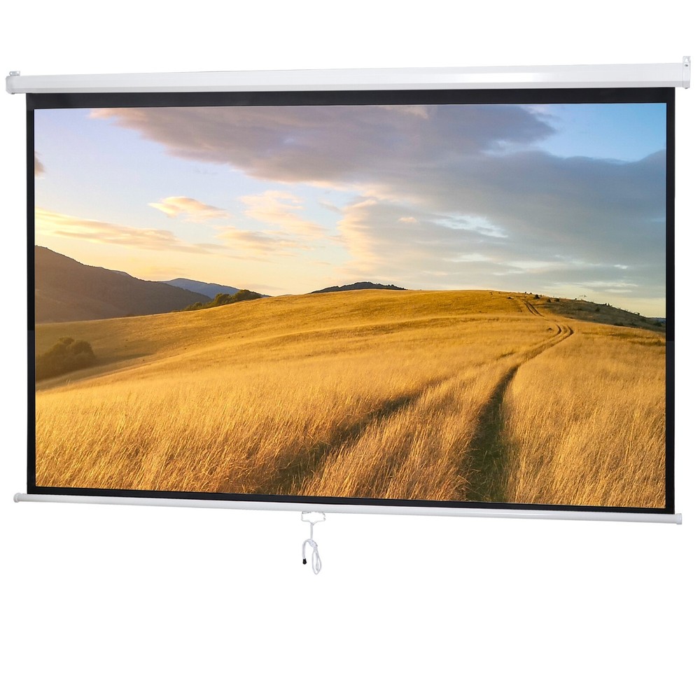 Projector Screen 100'' 16:9 HD Manual Pull Down Projection Screen for Home Use