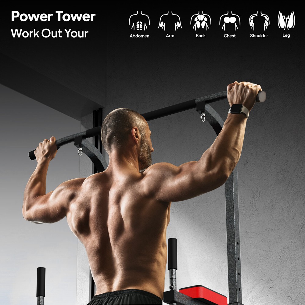 Power Tower MultiFunction Strength Training Dip Station Pull Up Bar Gym Workout