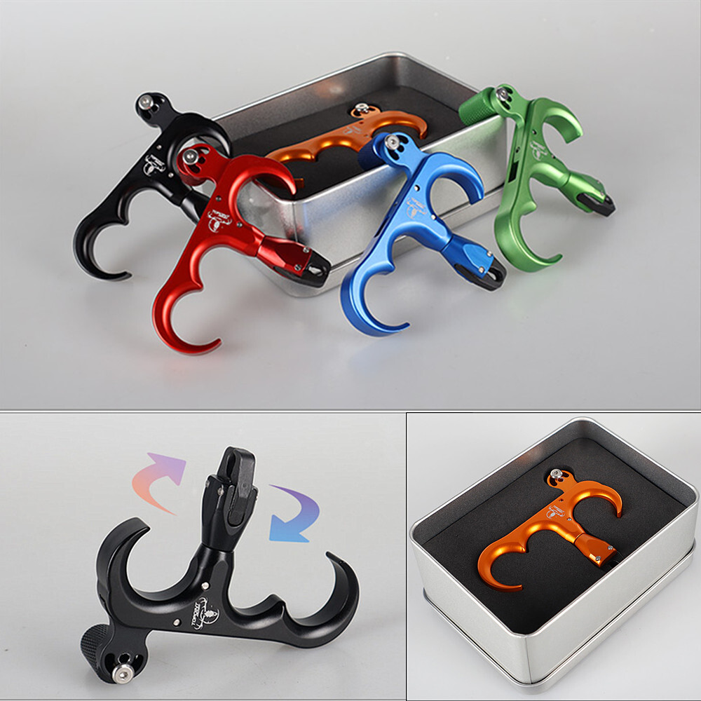 Compound Bow Release Aids Automatic Trigger 3 Finger Grip Thumb Caliper Archery