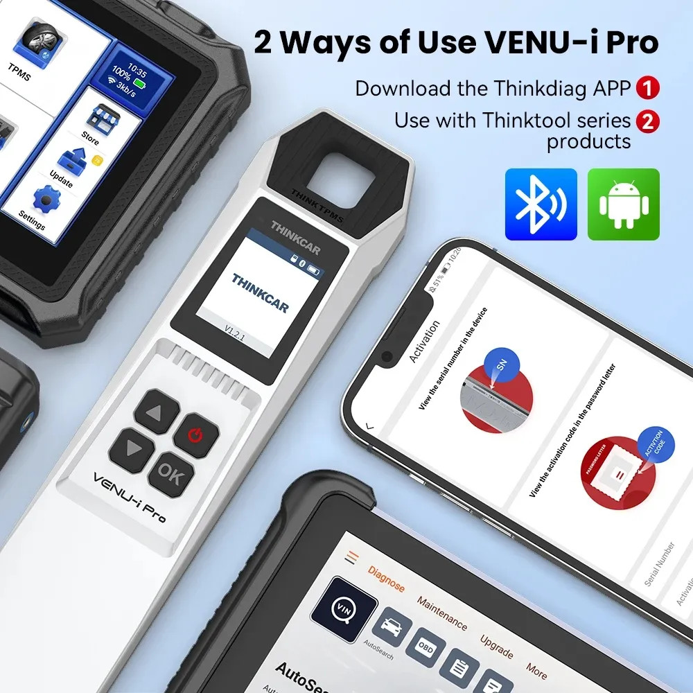 ThinkScan 689BT+TPMS Tool Bidirectional Auto Diagnostic OBD2 Scanner E.CU Coding