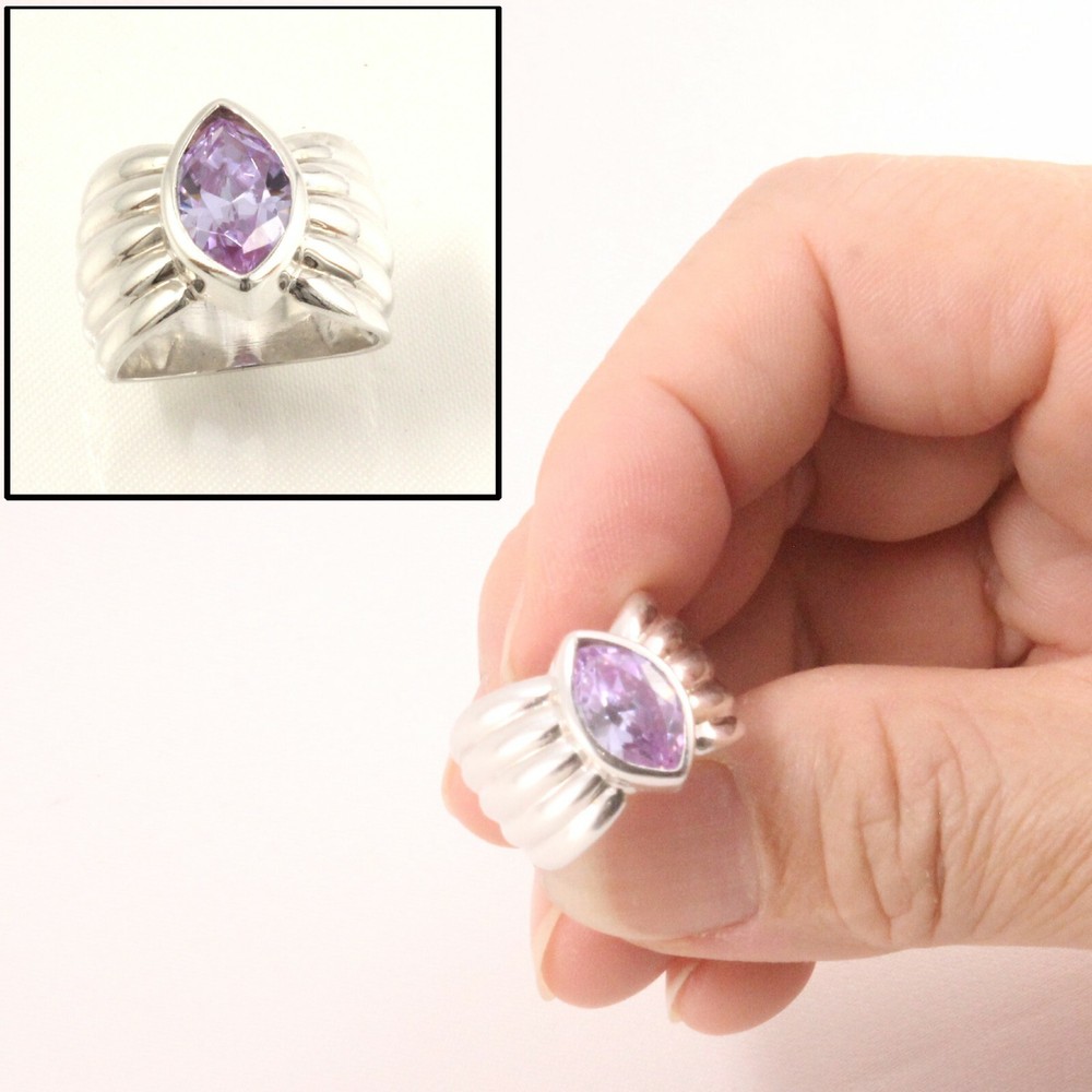 Sterling Silver Amethyst CZ Solitaire Ring