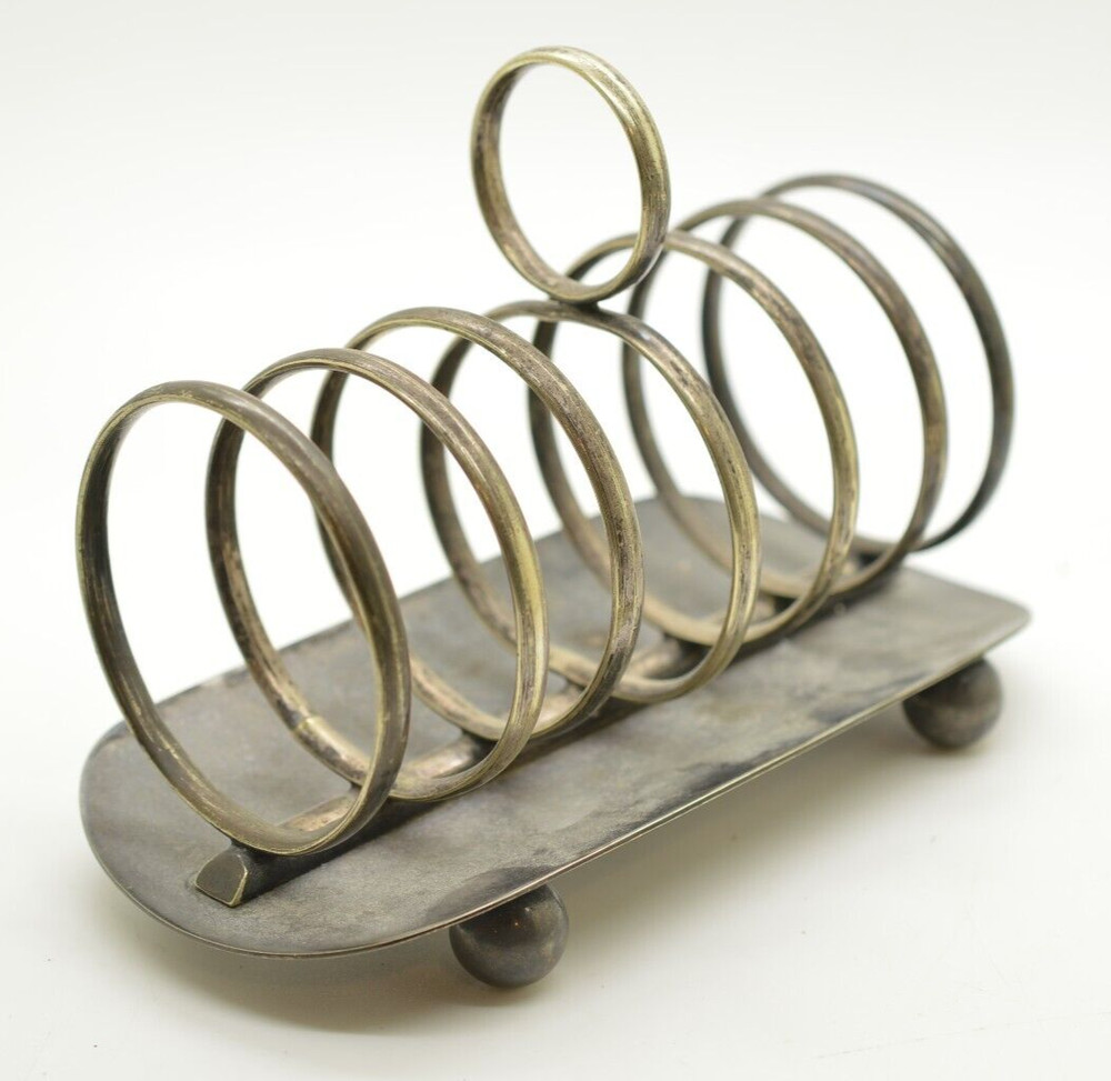 Victorian Robert Pringle Silver Plated Footed Toast Letter Rack Slots Ball Feet