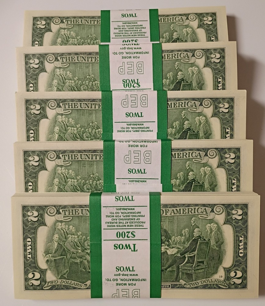 2017- $2 Pack BEP- Uncirculated 100 Notes Per Pack- Sequential Serial #s