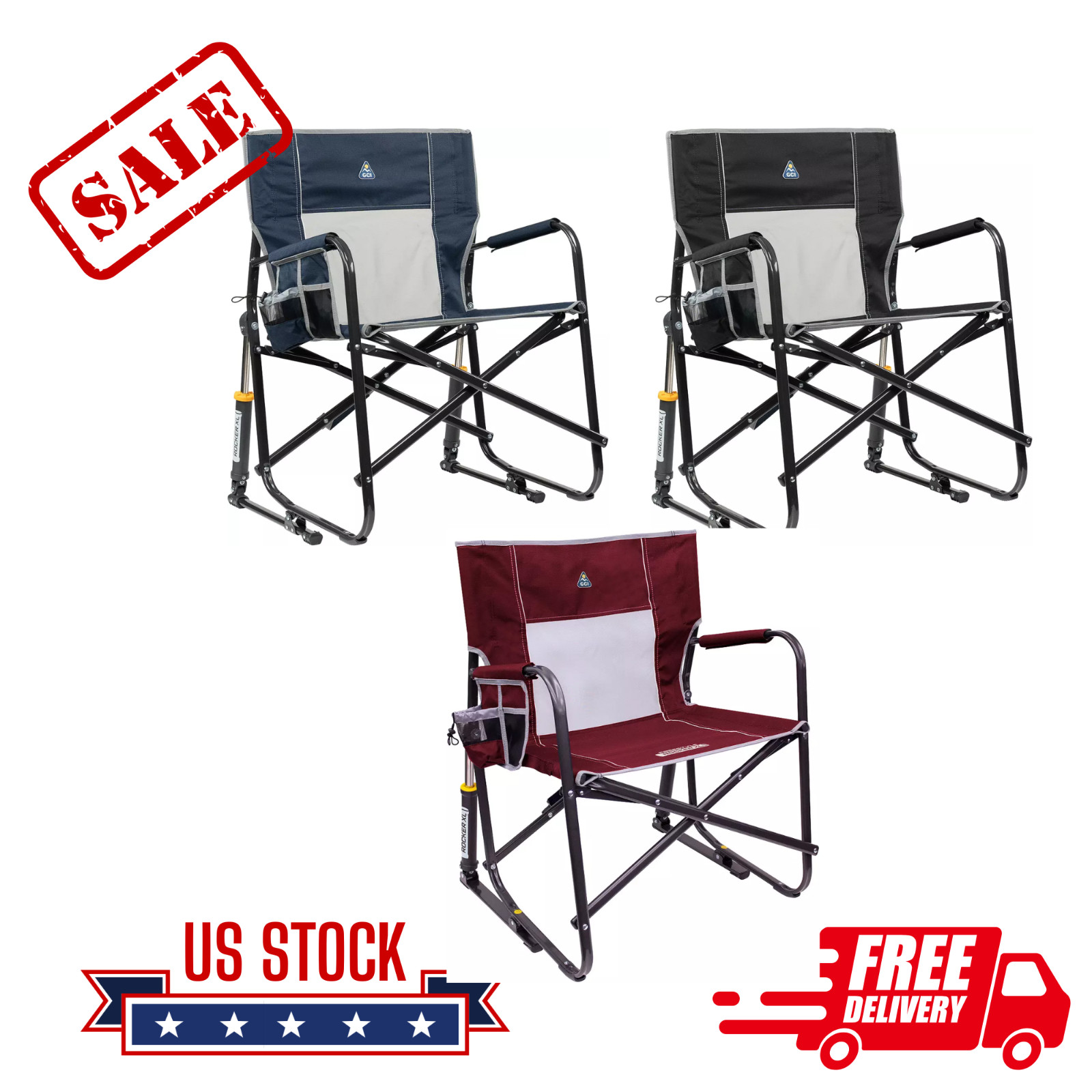 SUPPER SALE GCI Outdoor Freestyle Rocker XL Chair, All Colors, US STOCK