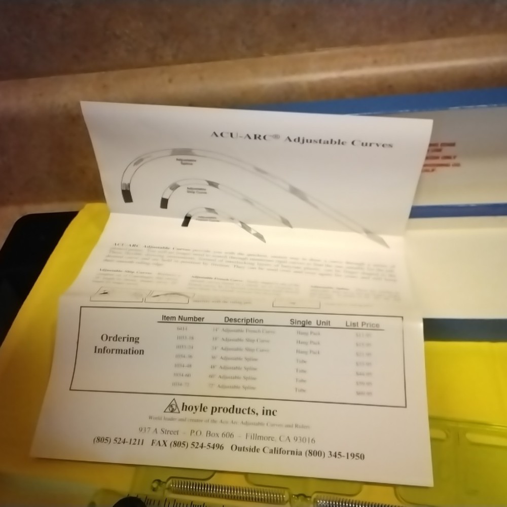 ACU-ARC Adjustable Radius Ruler Drafting Tool In Box Vintage By Hoyle
