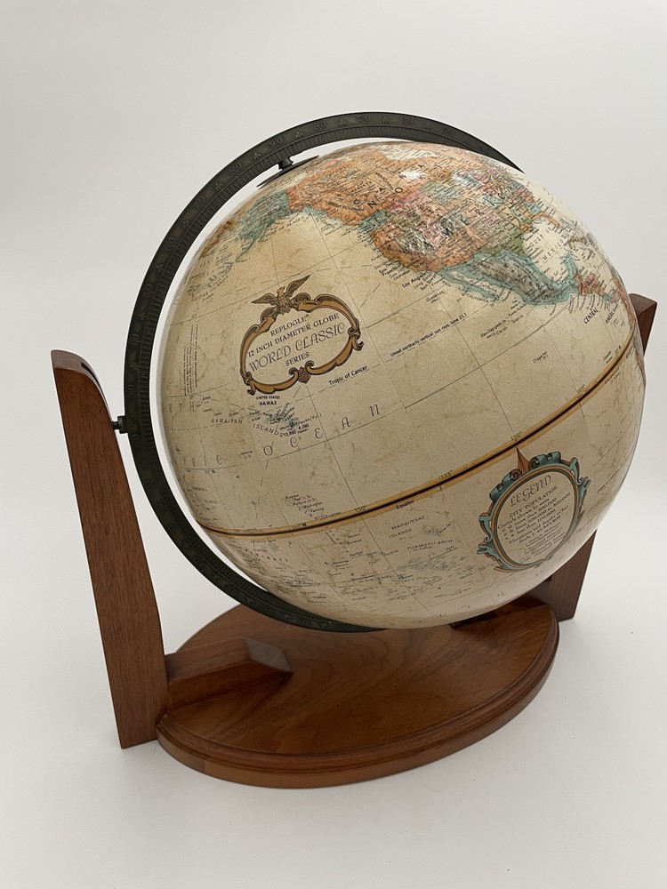 Vintage Replogle "World Classic" series globe Solid Wood Base