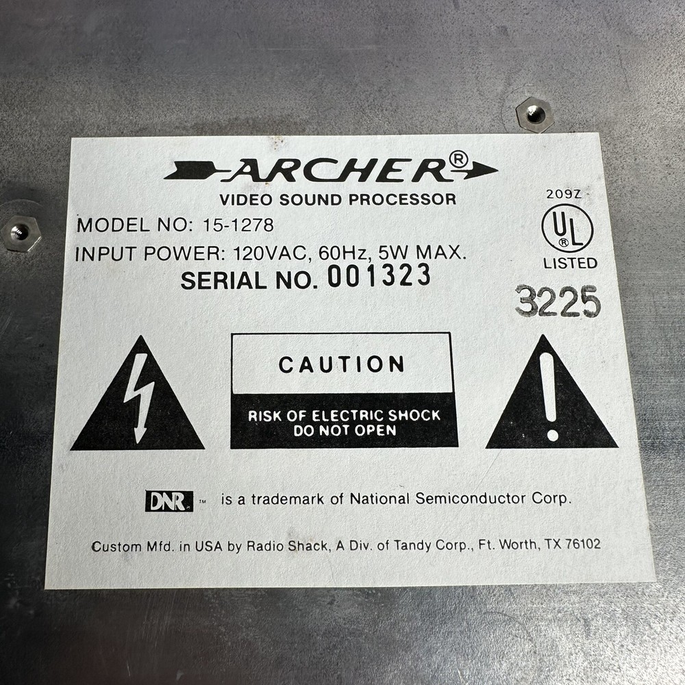 Archer Video Processor Model 15-1278 Radioshack Analog VHS Enhancer W Box