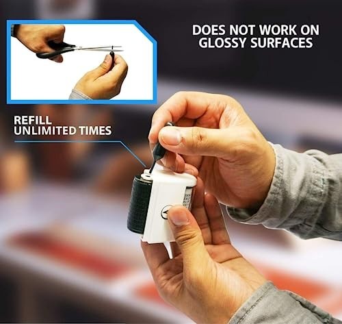 Identity Theft Protection Roller Stamp - Hide Sensitive Info, 6 Ink Refills, Sec