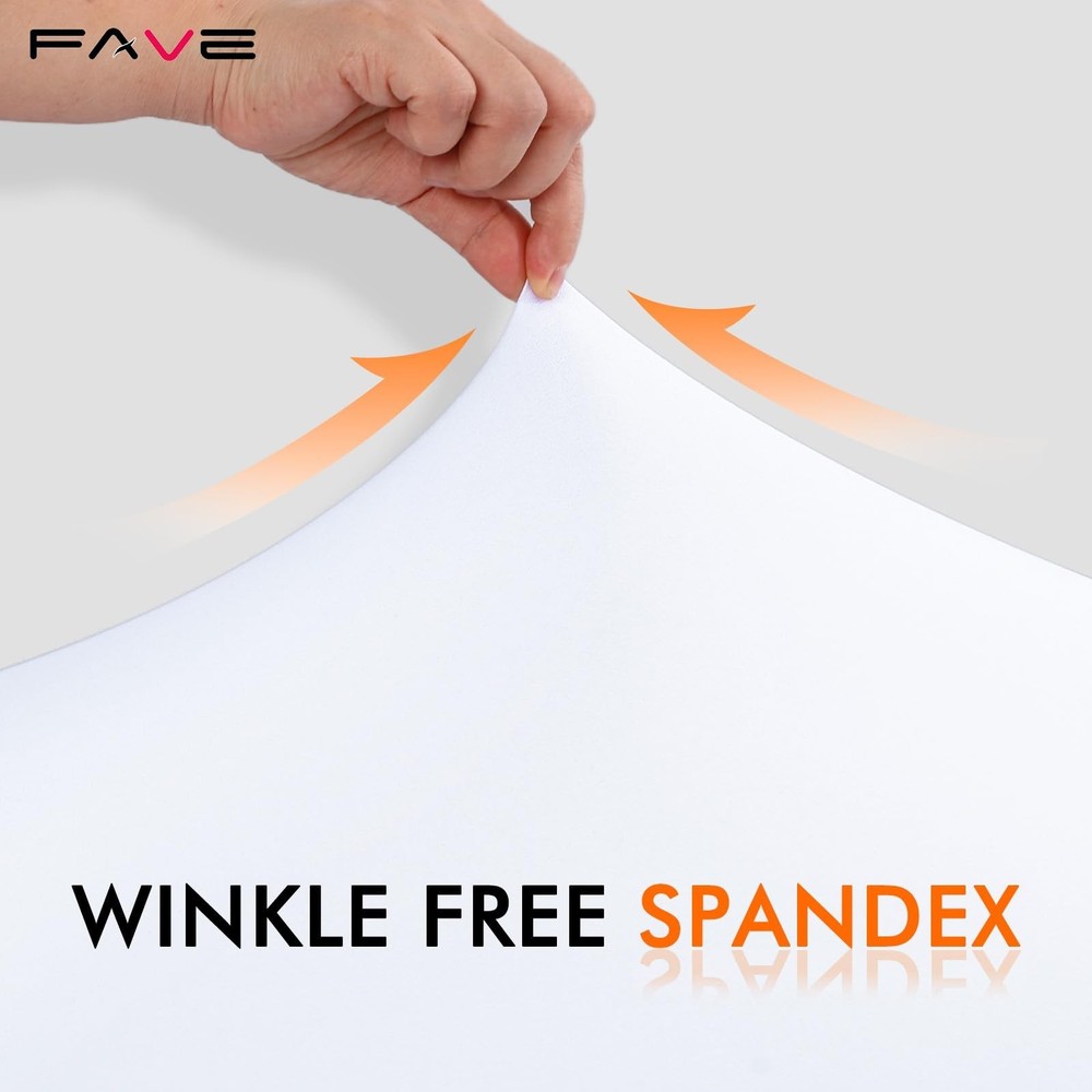 FAVE 2 Pack White Table Cloth Rectangle 6ft Table Cover Fitted Design Tables ...