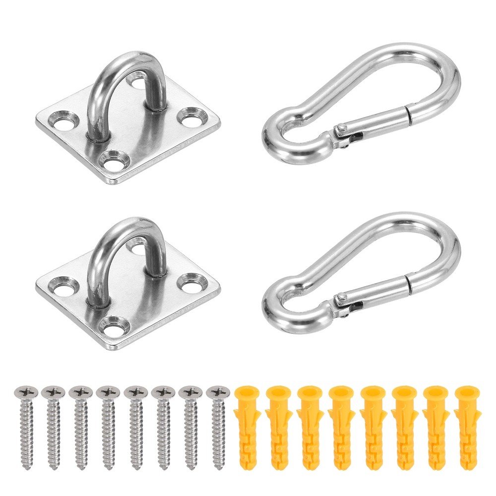 2Set M5 Eyelet Bracket Set Square Hook Plate and Hook, Silver