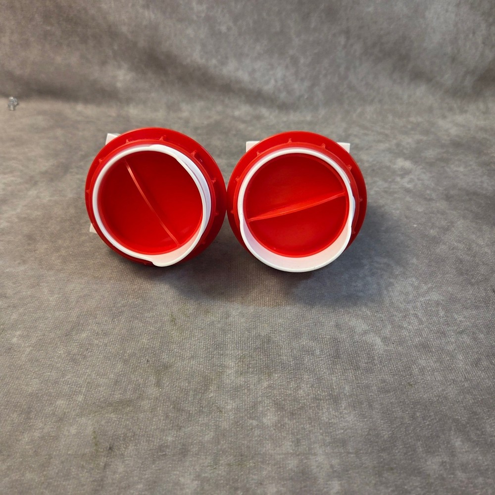 Laundry Detergent Bottle Replacement Spouts and Ring Red White Plastic 2PC Set