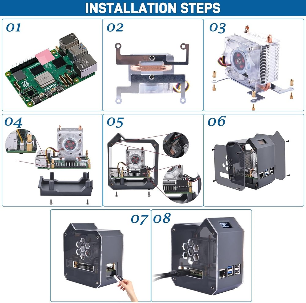 GeeekPi Mini Tower Kit for Raspberry Pi 5, Case with ICE Cooler, black