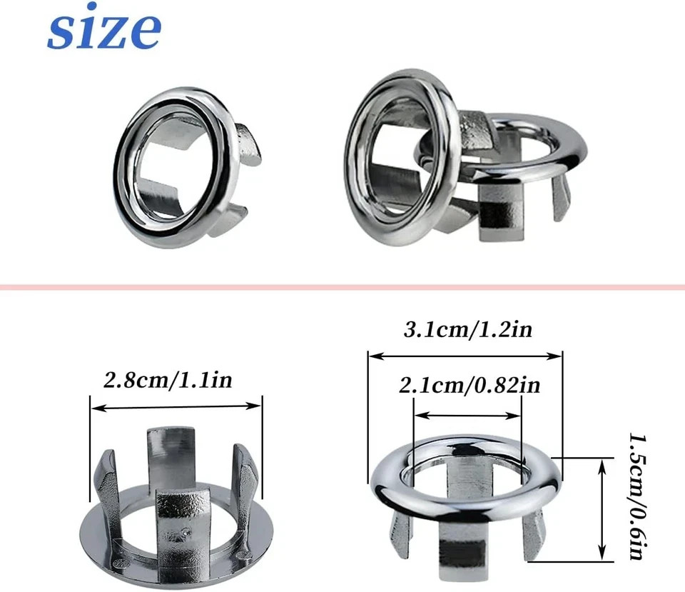 6 Pcs Electroplating Sink Overflow Ring Round Basin Cover Silver