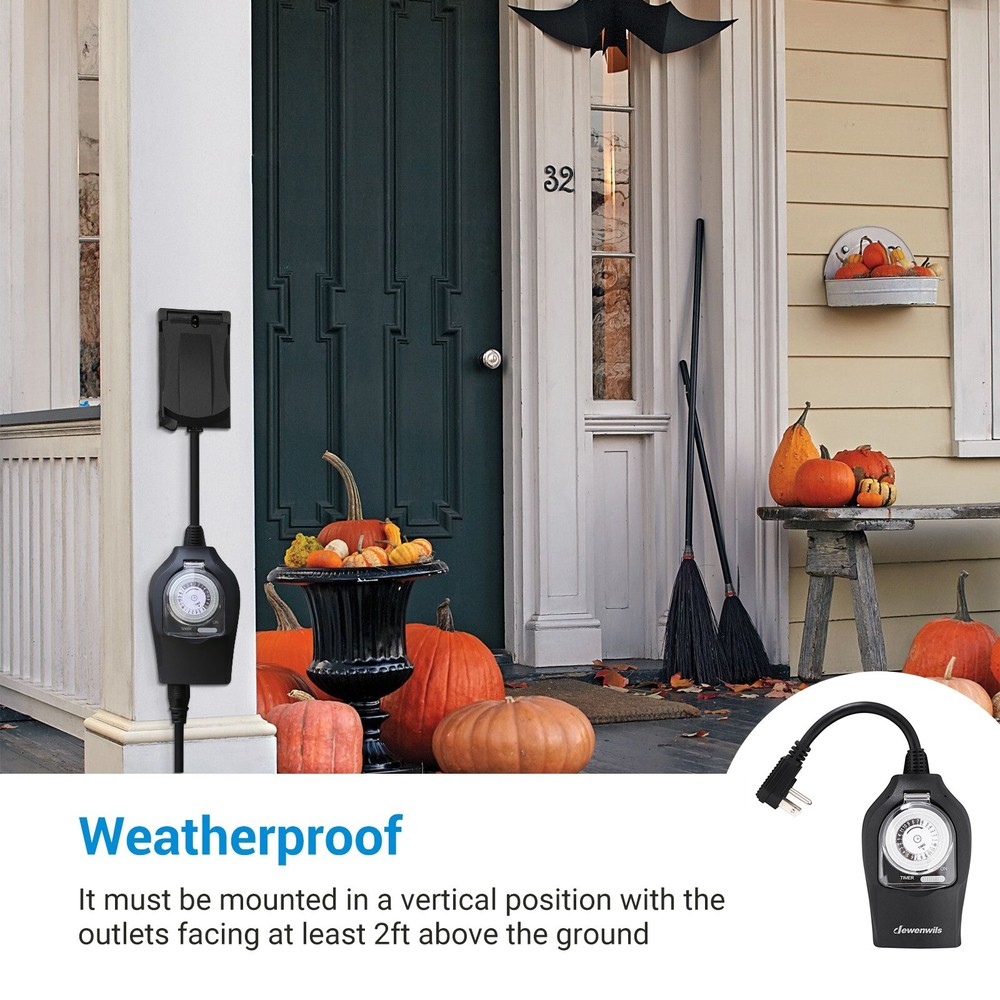 DEWENWILS Outdoor Light Timer Outlet Switch Plug Electrical Outlets Waterproof