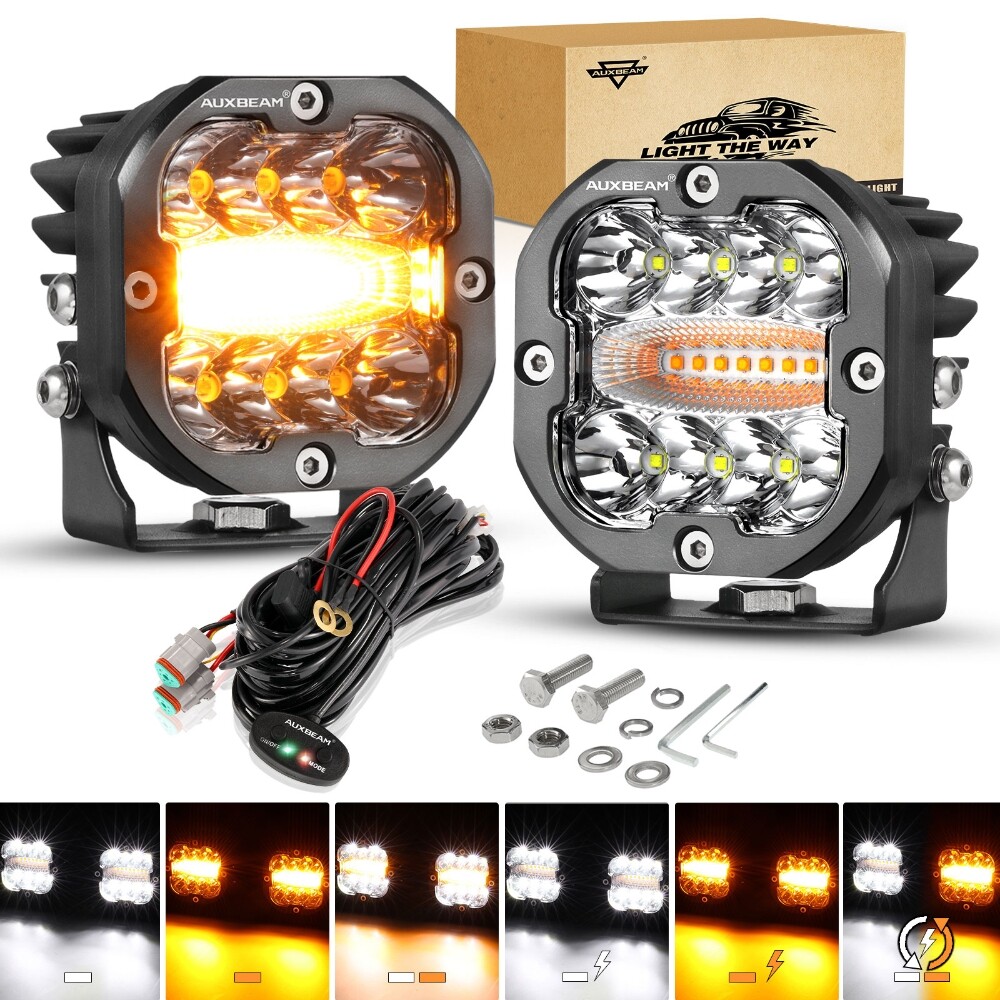 AUXBEAM 3" inch LED Pods Work Light Bar Spot Beam Driving Fog Offroad SUV Truck