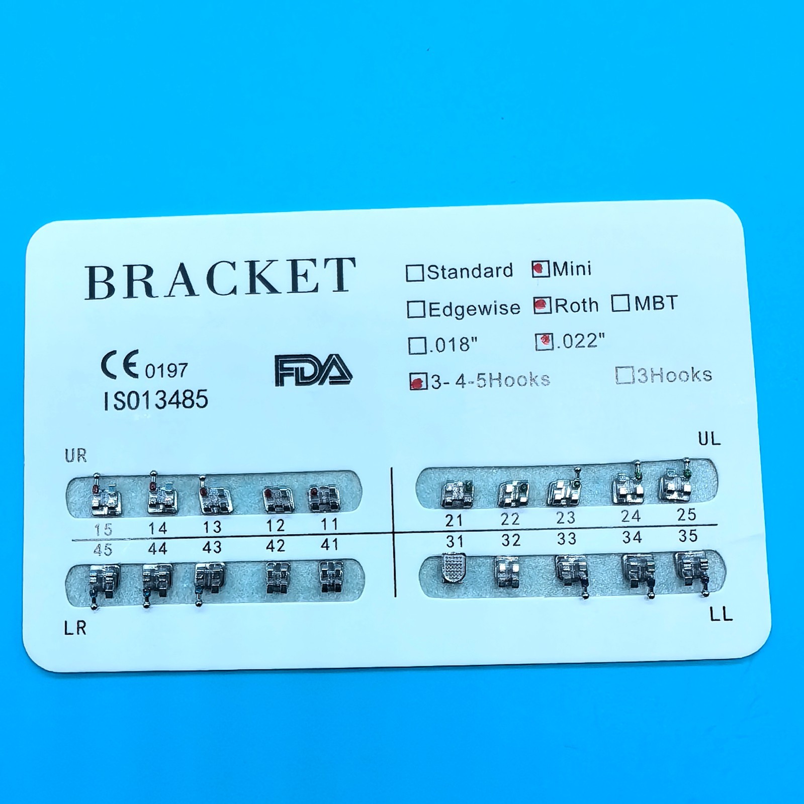 Dental Orthodontic Metal Brackets Braces Mini Roth Slot.022" Hooks 3-4-5 MIM