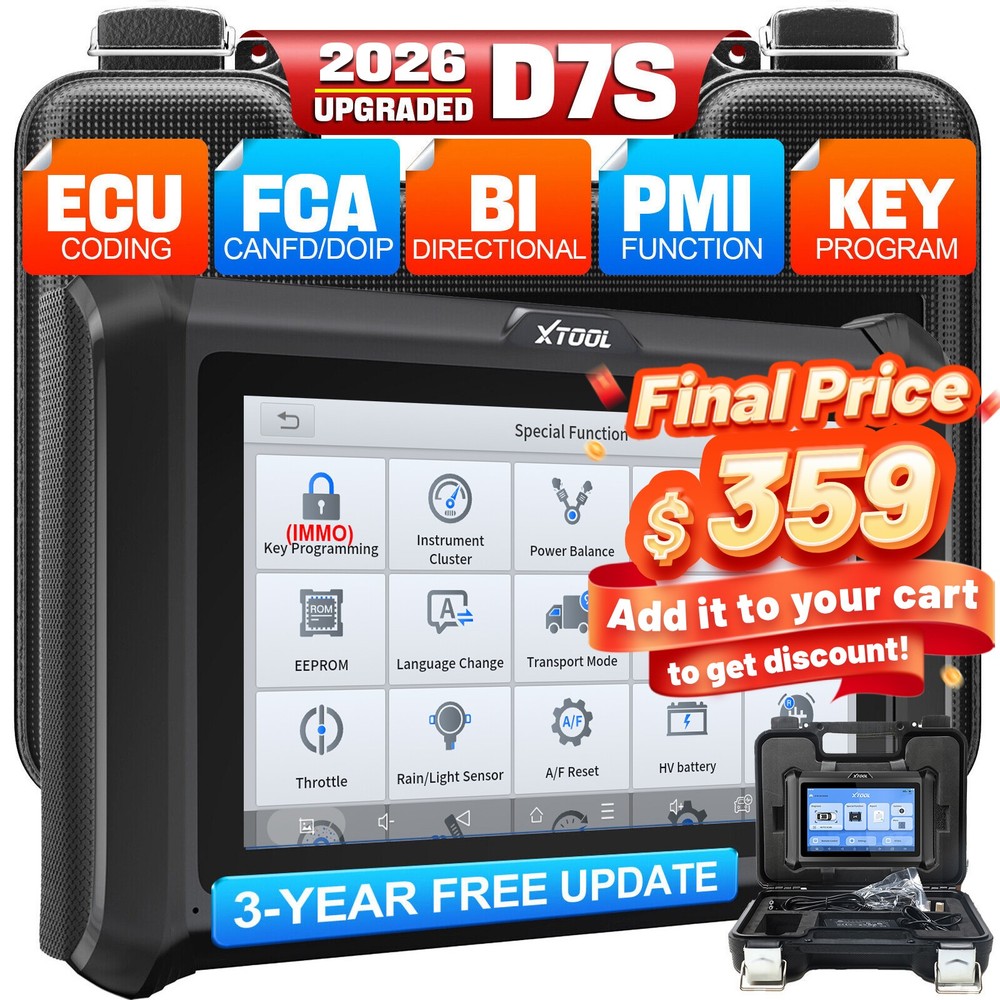 2026 XTOOL D7S Full Diagnostic Tool E.CU Coding 4000+ Bidirectional FCA Scanner