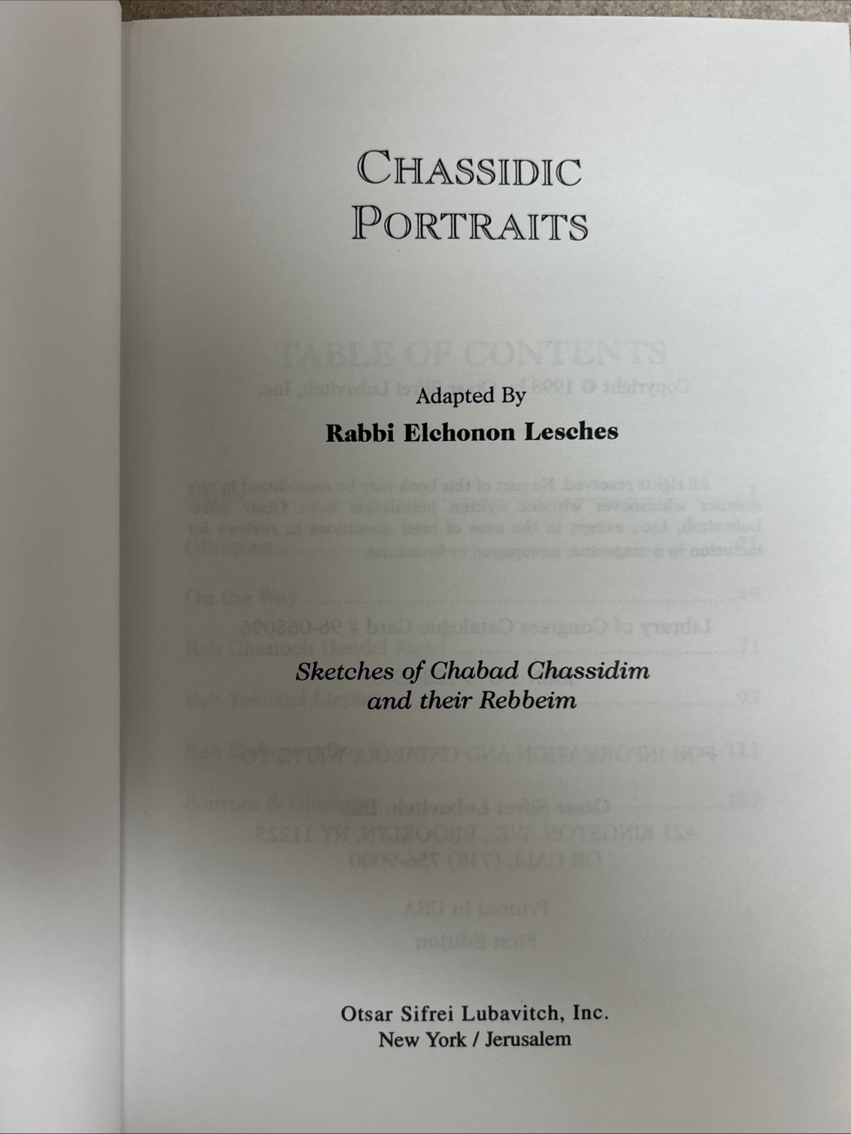 Chassidic Portraits - Sketches of Chabad Chassidim / By: Elchanan Lesches