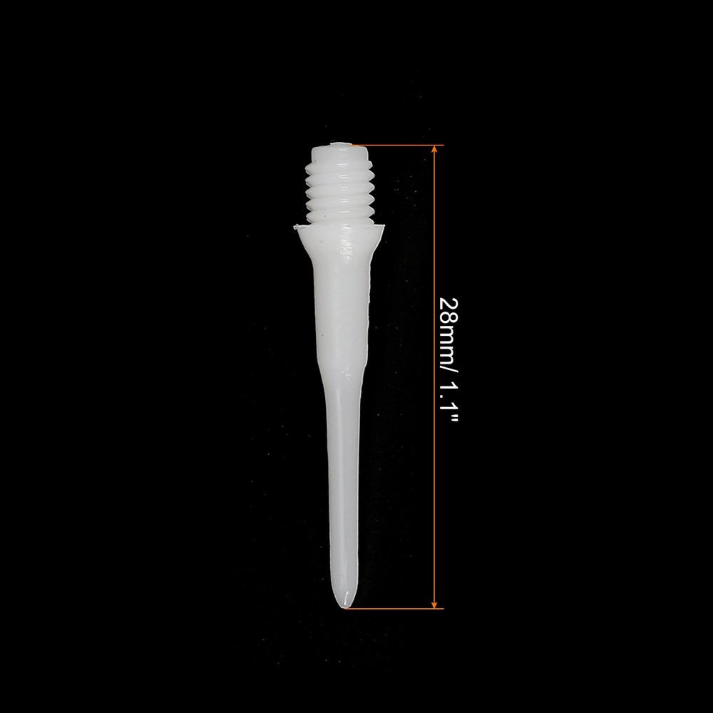 Plastic Dart Tips, 100 Pack 2BA Thread Soft Dart Tips Dart Accessories, White