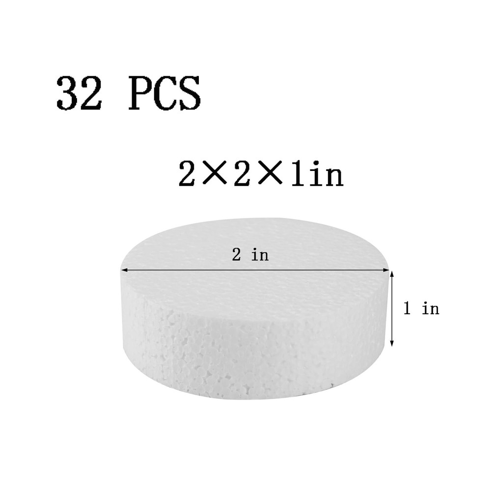 2" Foam Circles for Crafts 32-Pack 1" Thick Polystyrene Craft Discs