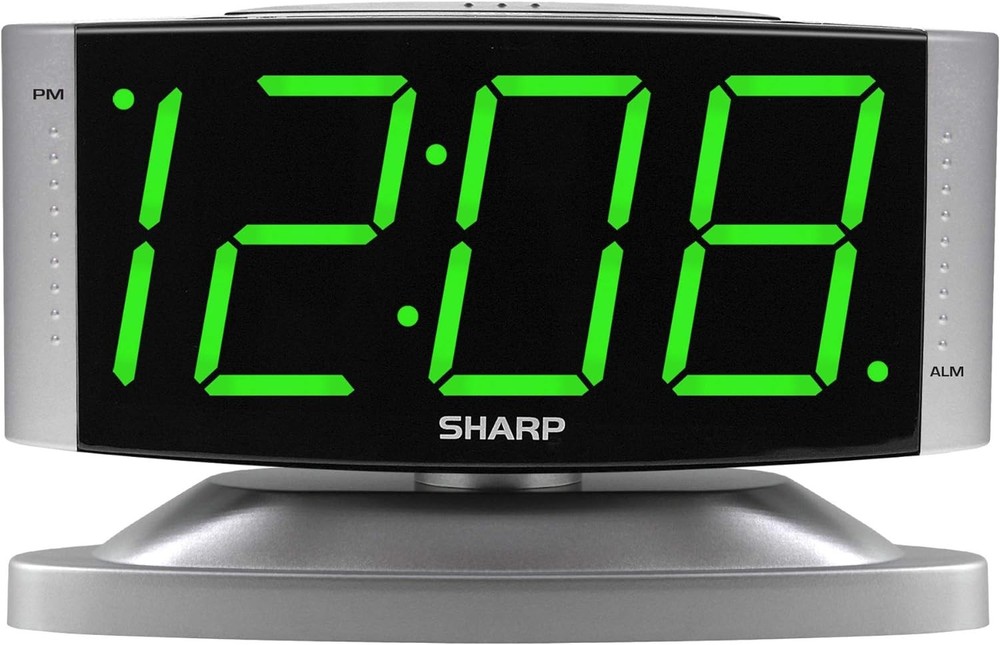 SHARP Home LED Digital Alarm Clock – Swivel Base - Outlet Powered, Simple