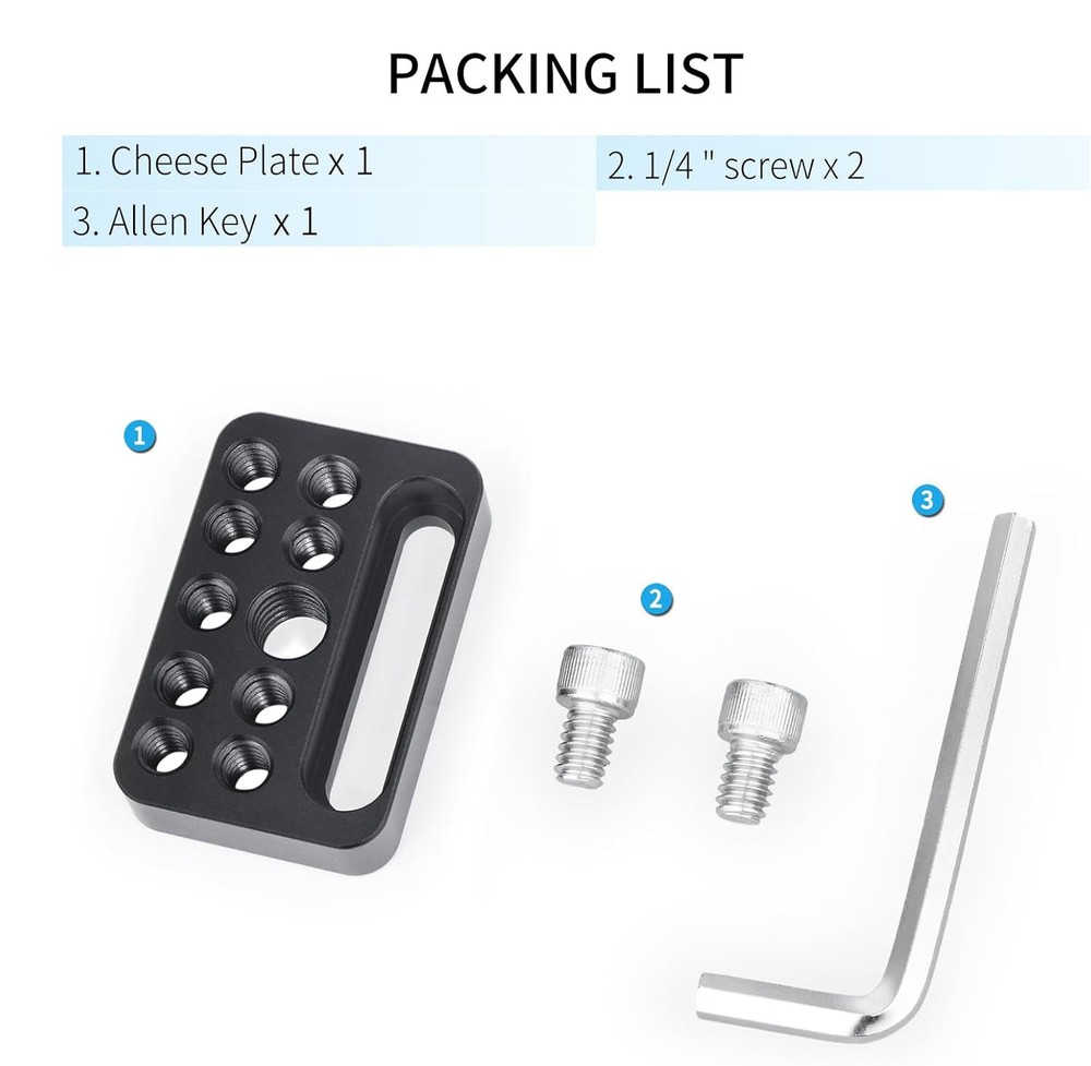 Camera Cheese Plate Multi-Function Mounting Plate with 1/4"& 3/8" Threads