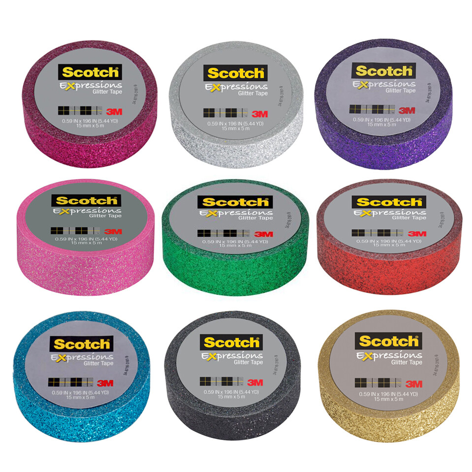 3M Expressions Glitter Scotch Tape: 0.59 in. x 196 in. (Red)