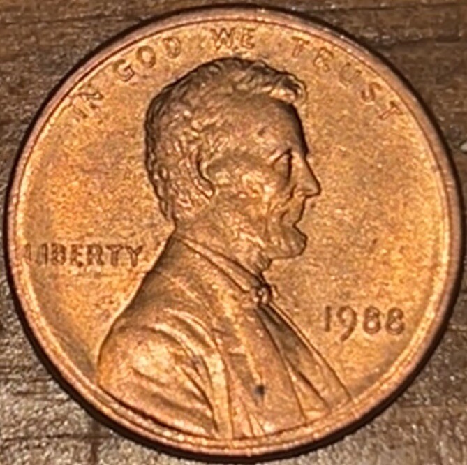 1988 1 Cent Big Die Break Error - Unique Penny Error