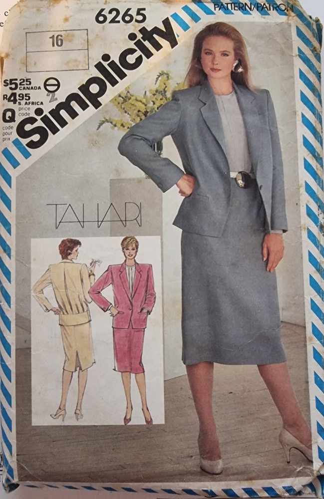 Simplicity Pattern - 6265 - Size 16 - Blouse Skirt Lined Jacket