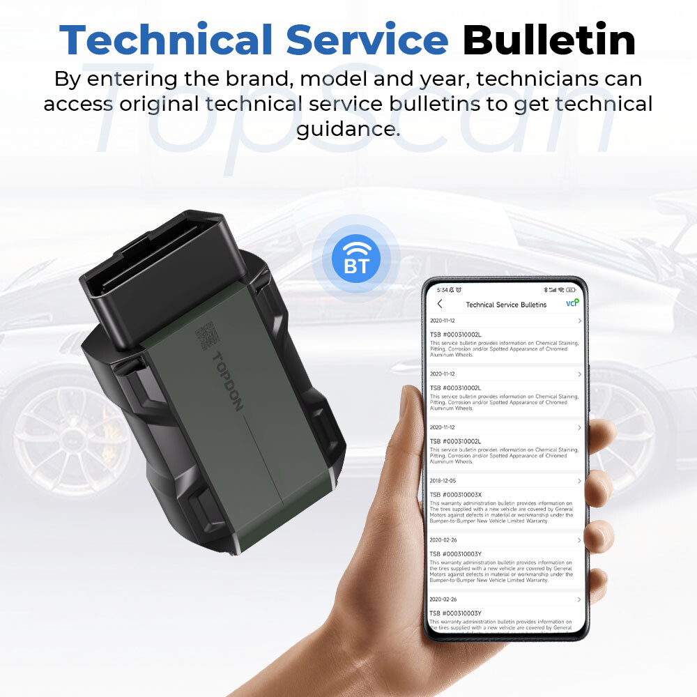 TOPDON Topscan Lite Scanner Bluetooth Wireless OBDII All System Diagnostic Tool