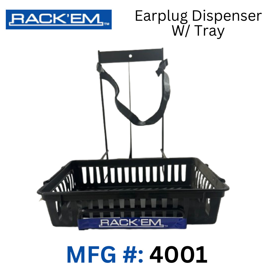 Earplug Dispenser Box w/ Tray (Rack'em #4001) - Holds all 200 ct. earplug boxes