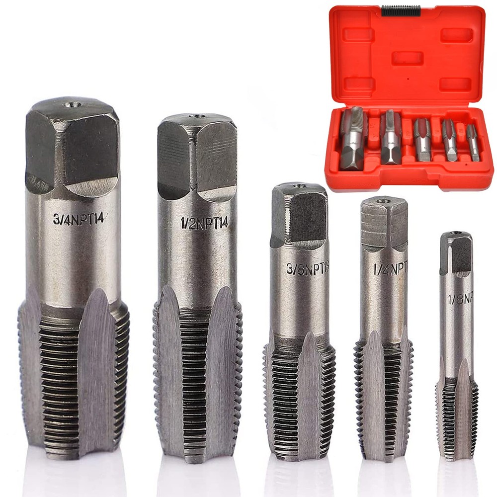 5 Piece NPT Thread Forming Taps, Pipe Taps Set, High-Speed 5 Piece, 5
