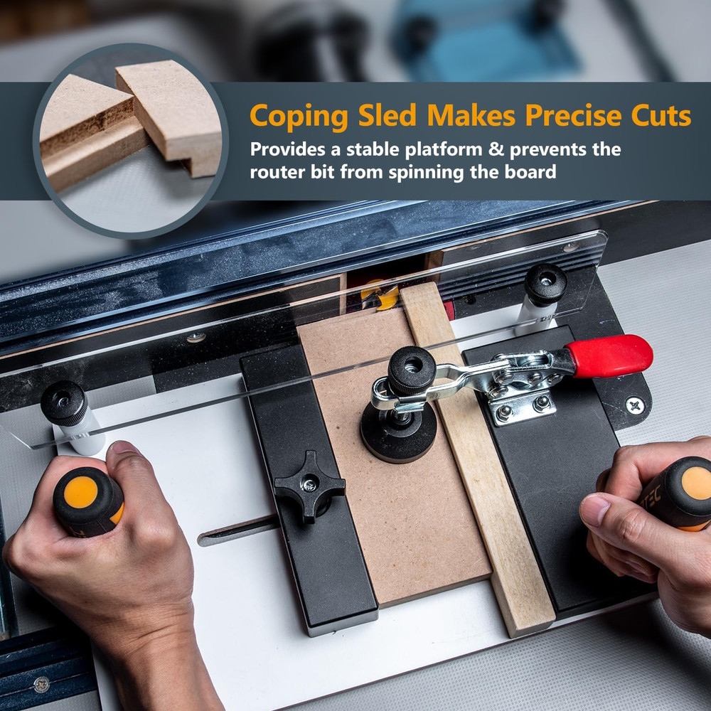 Rail Coping Sled for Router Tables, Router Coping Sled, Precise Cutting for Cabi