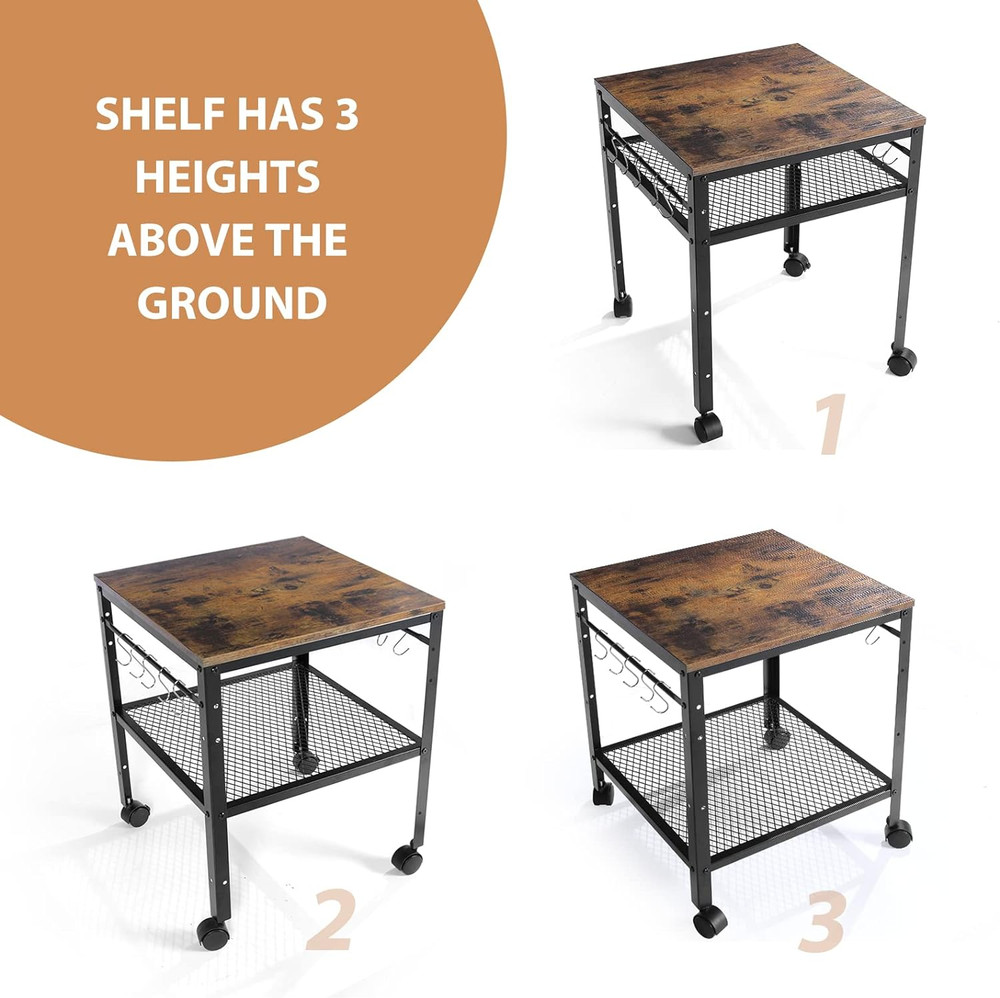 Rustic End Table, 2-Tier Side Table with Adjustable Height Shelf, 19.7" X 19.7"