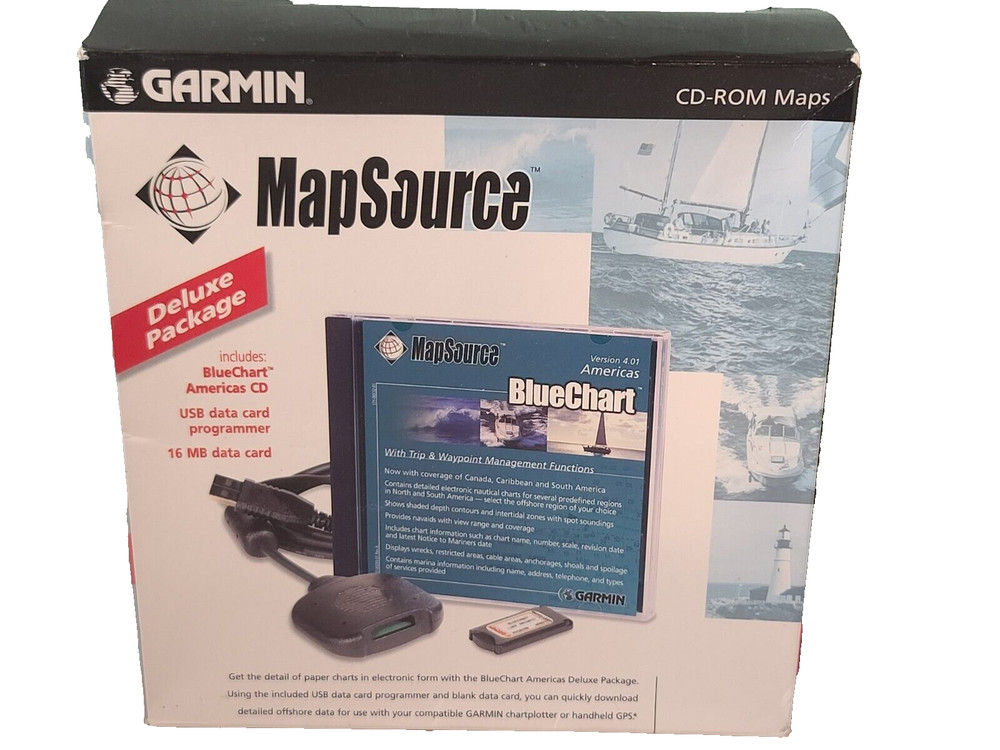 Garmin MapSource Deluxe Package 16 MB Data Card USB Data Programmer BlueChart 4