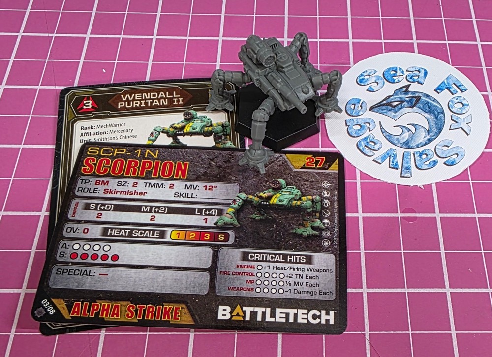 BattleTech Scorpion Mech  -- Inner Sphere Security Lance + Cards