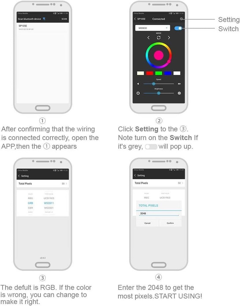 Wireless Bluetooth Controller SP105E iOS/Android APP for WS2811 WS2812B WS281...