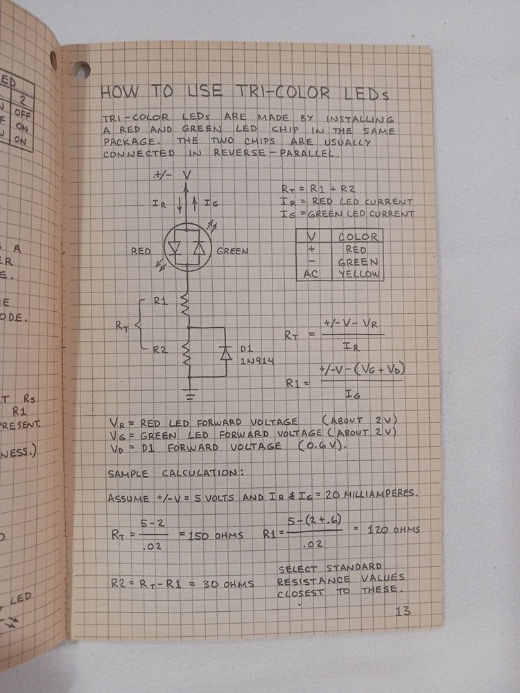 Radio Shack Engineer's Mini-Notebook Optoelectronics Circuits Forrest Mims 1st A