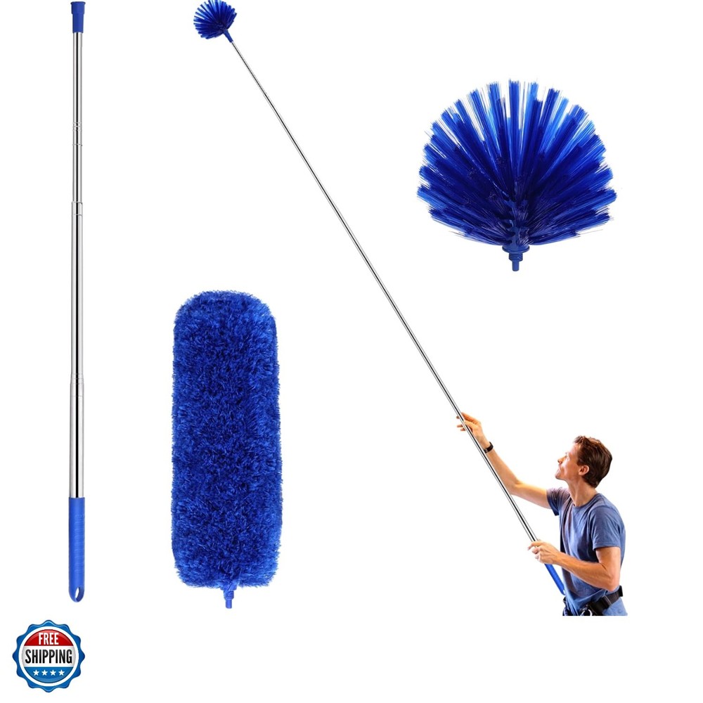 Cobweb Duster with Extension Pole, Washable Cleaning Duster Kit with 2 Duster...