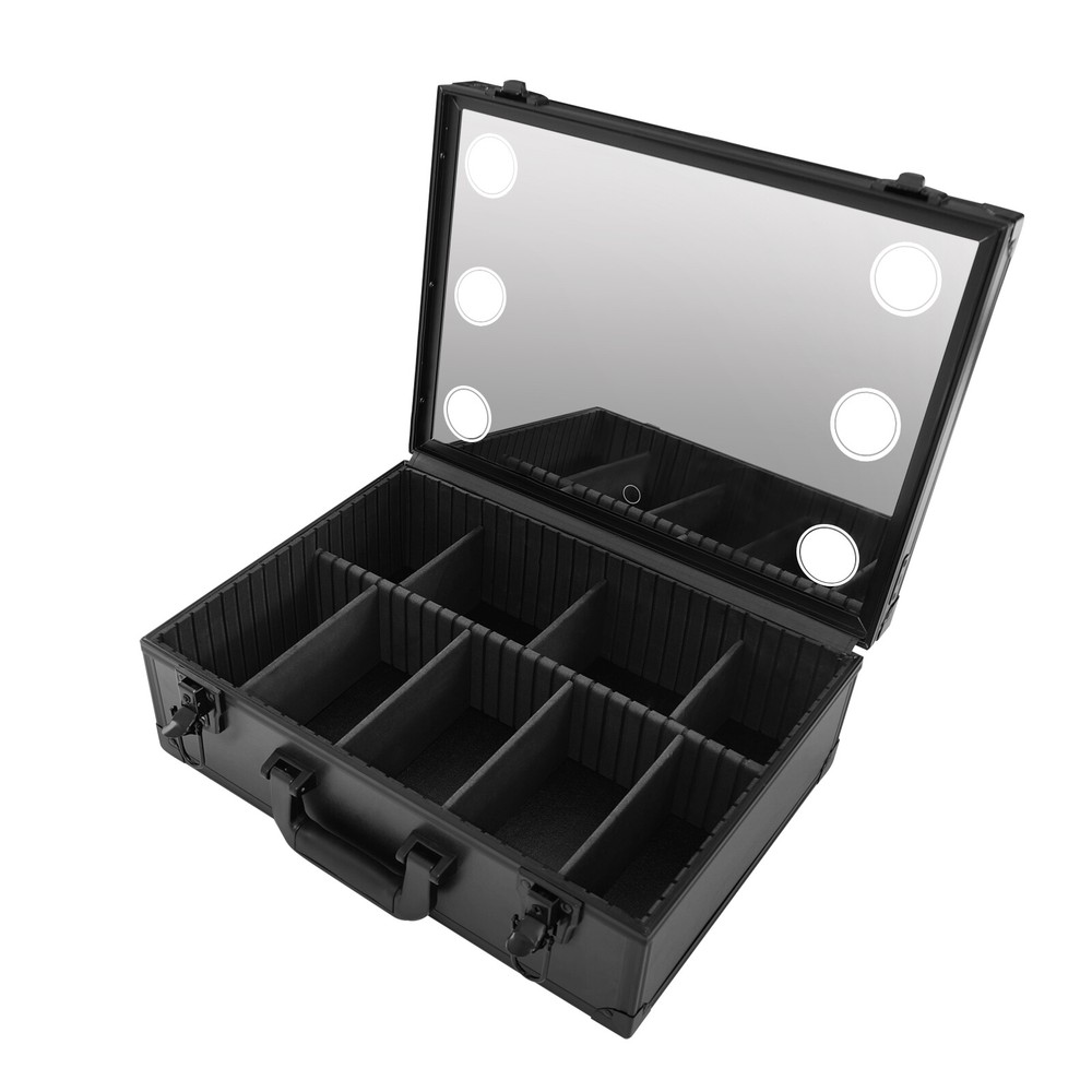Large Makeup Train Case with LED Light & Mirror - Portable Organizer