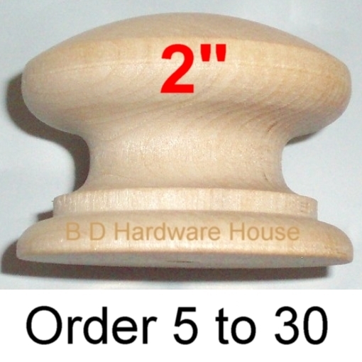 2" British Style Wood Cabinet Knob Pulls / Drawer Knobs - Select Option  5 to 30