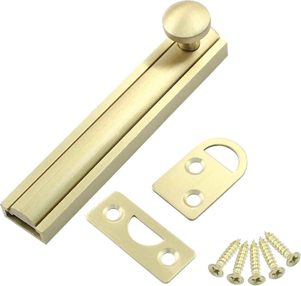3 Inch Solid Brass Surface Bolt, Brass Slide Bolt Latch, Cabinet Surface Bolt wi