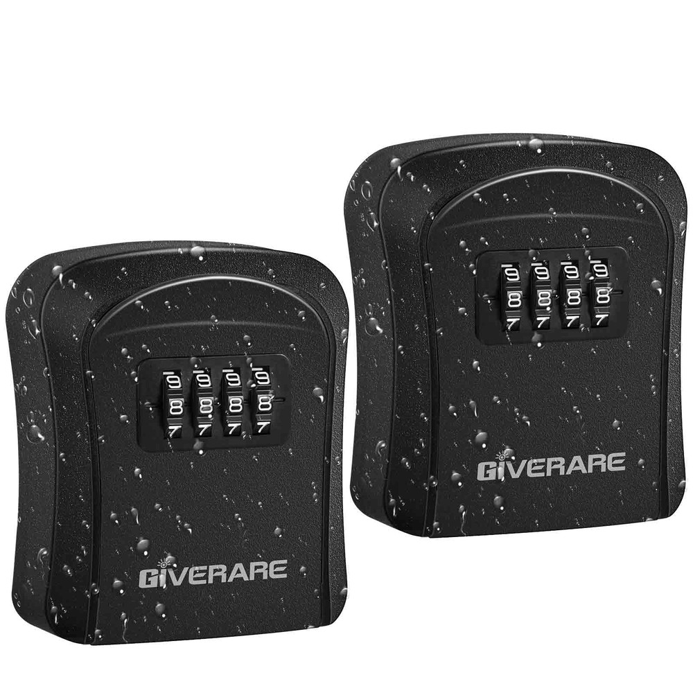 2 Pack Key Lock Box Combination, 4Digit Lockbox Wall Mount, Waterproof Outdoo...