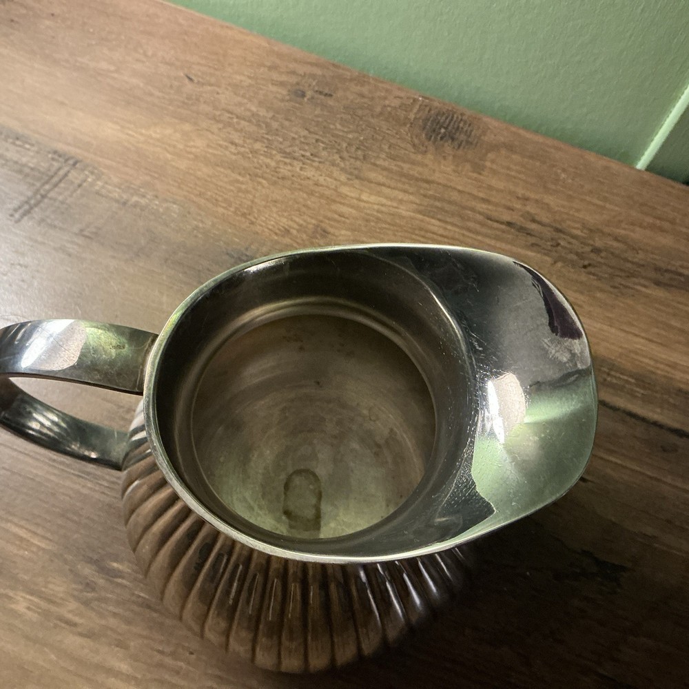 Antique Silverplate Pitcher Ribbed 5”